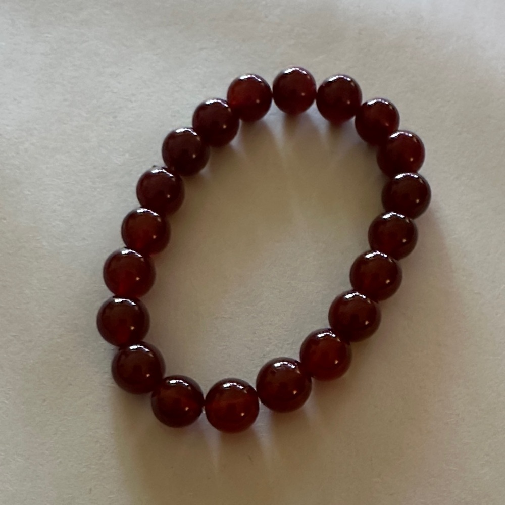 Women's Garnet Bead Stretch Bracelet - Deep Red